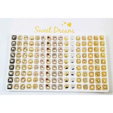 美甲合金鑽飾套組 珍珠寶石水晶大鑽混合 立體異形鑽 穿戴甲造型設計 堆鑽飾品盒裝, 1個, 小款01【格子6*6mm】144顆