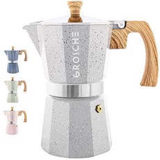 GROSCHE Milano 스토브탑 에스프레소 메이커 모카포트 쿠바 커피 모카 이탈리아 그레카 브루어 퍼컬레이터 | 컵 3개 턱시도 227963, 회색
