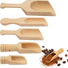 미니 나무 숟가락 5개 세트 5가지 크기 소형 삽 티 스쿱 향신료 주방 커피용 차 애완동물 사료 소금용