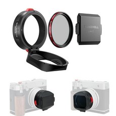 Freewell 리얼 렌즈 후드 - CPL/미스트 필터 뒤집기 가능 터치리스 작동 후지 GFX100RF용 (실버)_163618, 블랙_163618