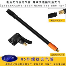 精選優品 充氣寶充氣管 M6螺紋規格 打氣延長管 充氣管 打氣 延長管 充氣管 打氣管電池充氣機 連接管 可放氣, M6+螺紋擰式+美法兩用管30CM, 1個