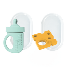심통 실리콘 젖병 치즈 2종 세트 치발기 보관케이스포함, 1세트, 민트+치즈옐로우, 치발기2종