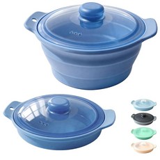 야채용 실리콘 전자레인지 찜기 손잡이 및 뚜껑이 있는 전자레인지용 쿠커 접이식 스팀 포트 스팀 구멍이 있는 내열성 쿠커 BPA 프리 식기세척기 사용 가능 (블루) 1, 다크 블루