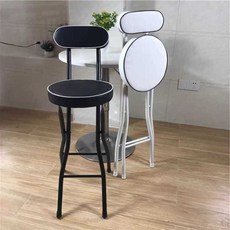 접이식 높은의자 1인 폴딩 카페 접는 의자 쿠션 휴대용, 4. 65cm 흰색 쿠션 원형 의자, 1개