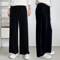 (1+1) 퍼스트클로 여성 벨로아 벨벳 밴딩 와이드팬츠 빅사이즈 스판 편한 데일리룩 55~110 사이즈 2장