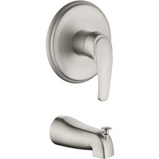 욕조 분사 매트 블랙 샤워 러프 인 믹서 밸브 욕실 트림 키트가 포함된 키트, Brushed Nickel