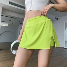 夏季假兩件防走光遮臀瑜伽半身裙高腰開叉網球裙速幹健身運動短裙