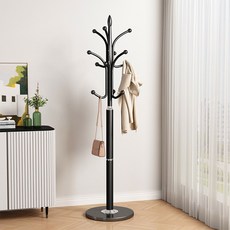 희망가 스텐드형 옷걸이 철제 튼튼한 원판형 행거, 블랙 받침대 지름35cm