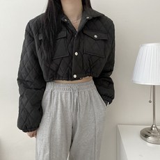 VANANA2 女式絎縫秋季絎縫圖案細繩短款襯墊套頭衫