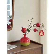 미니 소품 악세사리 타자 달력 흔들말 가림막 시계, 1개, 석류 꽃병 3개 세트 A