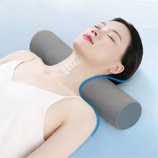Mostrin 다기능 천연라텍스 원형 경추베개 목베개 바디필로우, 1개, 그레이