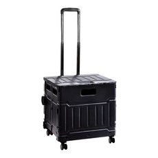 露營收納置物行動拖車 折疊手拉車 戶外便攜購物車 野營營地裝備推車, 可平拉4輪50L黑色, 1個