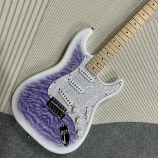 핫세일 글리슨 스타일 일렉트릭 기타 화이트&퍼플 플레임드 탑 메이플 넥 마호가니 바디, 01 40인치, 01 China Mainland, 01 Gleeson st Purple
