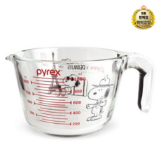 파이렉스 스누피 내열유리 계량컵, 혼합색상, 1L, 1개
