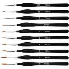 PSISO 10 PCS 미니어처 페인트 세트 모델 페인팅 네일 프로페셔널 그리기 오일 키트 브러시 미세 브러시 타이니 디테일 스케일 페이스 아크릴 선 페인팅용 수채화