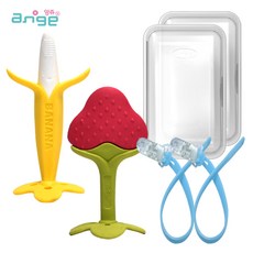 앙쥬 치발기 2종세트 ( 바나나치발기 + 손목치발기 ) 노리개젖꼭지, 3개월 이상, (바나나+딸기)