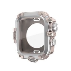 Apple Watch 金屬防水防塵保護殼 全包鋼化膜, 1個, 星光色+銀色金屬,iwatch44mm