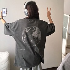 남녀공용 피그먼트 문 반팔티 빅사이즈 프리미엄 원단 반팔티셔츠 박스티 오버핏