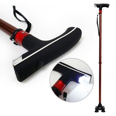 초경량 4발 네발 지팡이 노인 어르신 길이조절 후레쉬 할머니 할아버지 효도선물, 1개