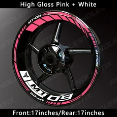 호환 AnoleStix 반사 오토바이 휠 스티커 허브 데칼 림 스트라이프 테이프 야마하 MT-09 용, 21 Pink White