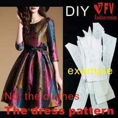 대형 BLQ-274 재료 드로잉 커팅 드레스의 스윙 패턴, Pattern Size 5XL, 1개