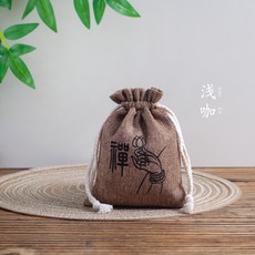 雨林薰舍 禪字帆布抽繩收納袋, (淺咖色)