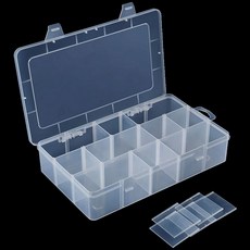 HomDSIM 15 대형 그리드 투명 플라스틱 정리함 보관함 칸막이가 있는 조절 가능한 수납공간 리본 바느질 나사산 마스킹 테이프 DIY 스티커, 1 Pa