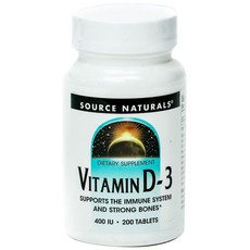 SOURCE NATURALS 維他命D-3錠 400 IU, 1入, 200顆