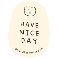 제이엔케이스토어 카페 디저트 곰돌이 포장스티커, 타원형, 60개