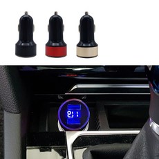 자이포라 자동차 시거잭 볼트게이지 2구 충전기 카인테리어 소품 캠핑 디자인, 시거잭 볼트게이지 2구소켓 충전기 골드