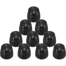 메카닉시티 10개 세트 기타 앰프 푸시 온 피트 노브 6mm/0.24인치 직경 포텐셔미터용 볼륨 및 톤 컨트롤용 브라운-골드 색상 기타 베이스 부품 크롬, Black