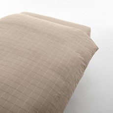 무인양품 MUJI 면 플란넬 이불 커버, 베이지 윈도페인 체크