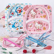 可愛兒童餐具套裝 幼兒園防摔分格盤 寶寶家用防燙碗筷組合, 1個, -冰雪-,兩格盤