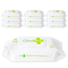 케어플러스 엠보싱 물티슈 72매 캡형 10팩 비츄인 M007, 10박스