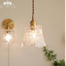 華燈惠 日式玻璃吊燈 餐廳吧台臥室床頭進門入戶玄關陽台飄窗吊燈網紅吊燈, 帶線款壁燈,出廠不含光源