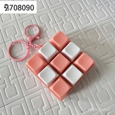 708090 캡 키링 스위치 테스터 9축 누르는 장난감 텟트리스, 무등 소형 D체인, 9키 파우더 케이스(핑크+화이트)