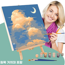심플하우징 손쉽게 완성하는 핑크장미 초승달 DIY 아트 이젤 세트