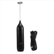 휴대용 전기 우유 Frother USB 충전식 미니 폼 메이커 음료 믹서 커피 라떼 말차와 호환용 털 비터, 검은색, A11
