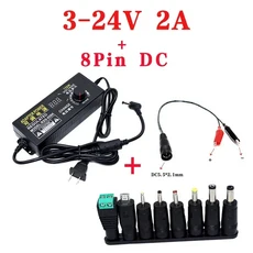조절 가능한 AC-DC 전원 공급 장치 3-12V 2A 3A 5A 10A 범용 어댑터 220V, 01 US, 08 3-24V 2A-8Pin DC