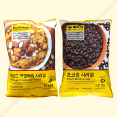 노브랜드 시리얼 아몬드크랜베리와 초코링 대용량 2팩, 1세트, 630g