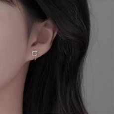 펀칭 고양이 귀걸이 심플 세트 드롭 실버 저렴한 골드 데일리