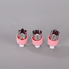 DFMEI 現貨升級版寶寶按壓水果切蔬菜切壓花模具蝴蝶麪餅模輔食餅乾模具, 1個, 粉紅色3件套:如圖