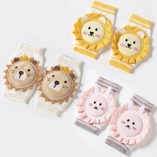 嬰兒爬行護膝蓋兒童防摔學走路寶寶爬行護膝夏季護肘加厚學步薄款, 黃獅子+小老虎+粉小兔 -3雙裝, 1個