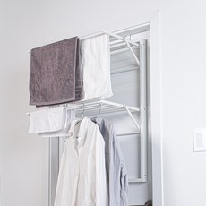 홈비 업그레이드 2단 튼튼한 문걸이 빨래건조대 높이조절가능, 올 화이트