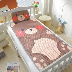 2024新款 幼稚園午睡墊 嬰兒涼席 冰絲涼席 乳膠涼席 涼感墊 睡墊, 1個, 棕色熊,小號【豪華款】120*60