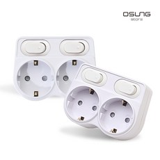 절전형 LED L자 멀티탭 2구 어댑터, 9.1cm, 2개, LED 2구 어댑터