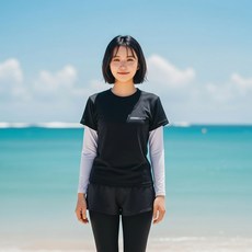 벨리프 여자 레이어드 루즈핏 긴팔 래쉬가드 수영복 상의 스윔웨어