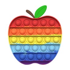 雪倫小舖 滅鼠先鋒按壓玩具，彩虹泡泡板減壓神器，舒壓玩具兼具泡泡樂與杯墊功能，益智遊戲首選, 蘋果-F, 1個