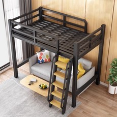 채움도트 성인벙커침대 기숙사 수납 벙커침대, 1200mmx2000mm 블랙 대형 사다리