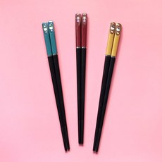 親子合金筷子3雙裝4家用防滑寶寶短小孩分人標志家庭筷一家三口四筷子環保筷防滑筷子耐熱筷子餐具用品, 3雙短）黃貓+藍貓+女孩, 1個